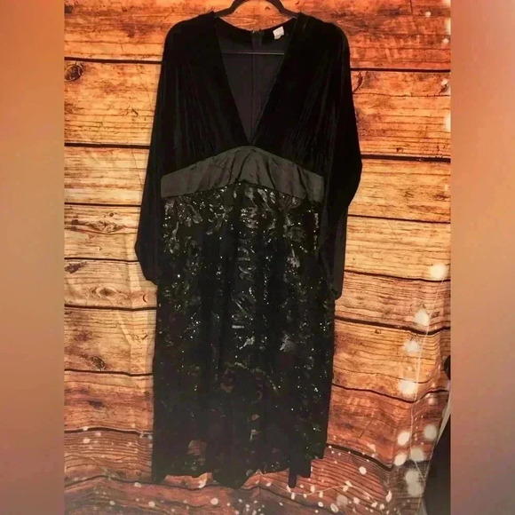 VENUS Black Sequin Lace High-Low Long Sleeve Dress size 12 - Picture 5 of 16